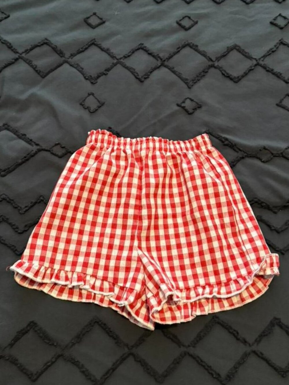 Red + white gingham shorts